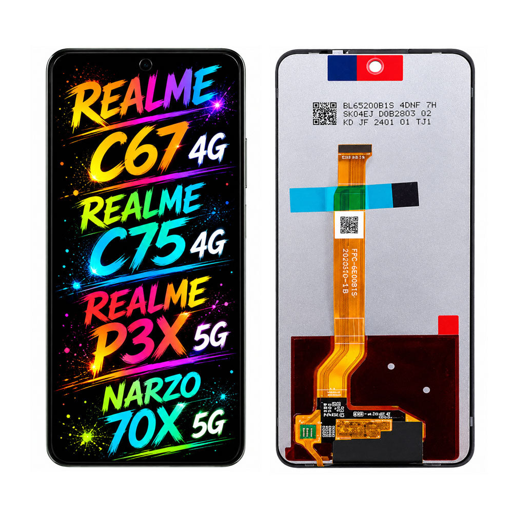 Compatible for Realme C67 4G / C75 4G / P3X 5G / Narzo 70X 5G Screen Assembly Replacement – High Brightness & Vivid Color Display