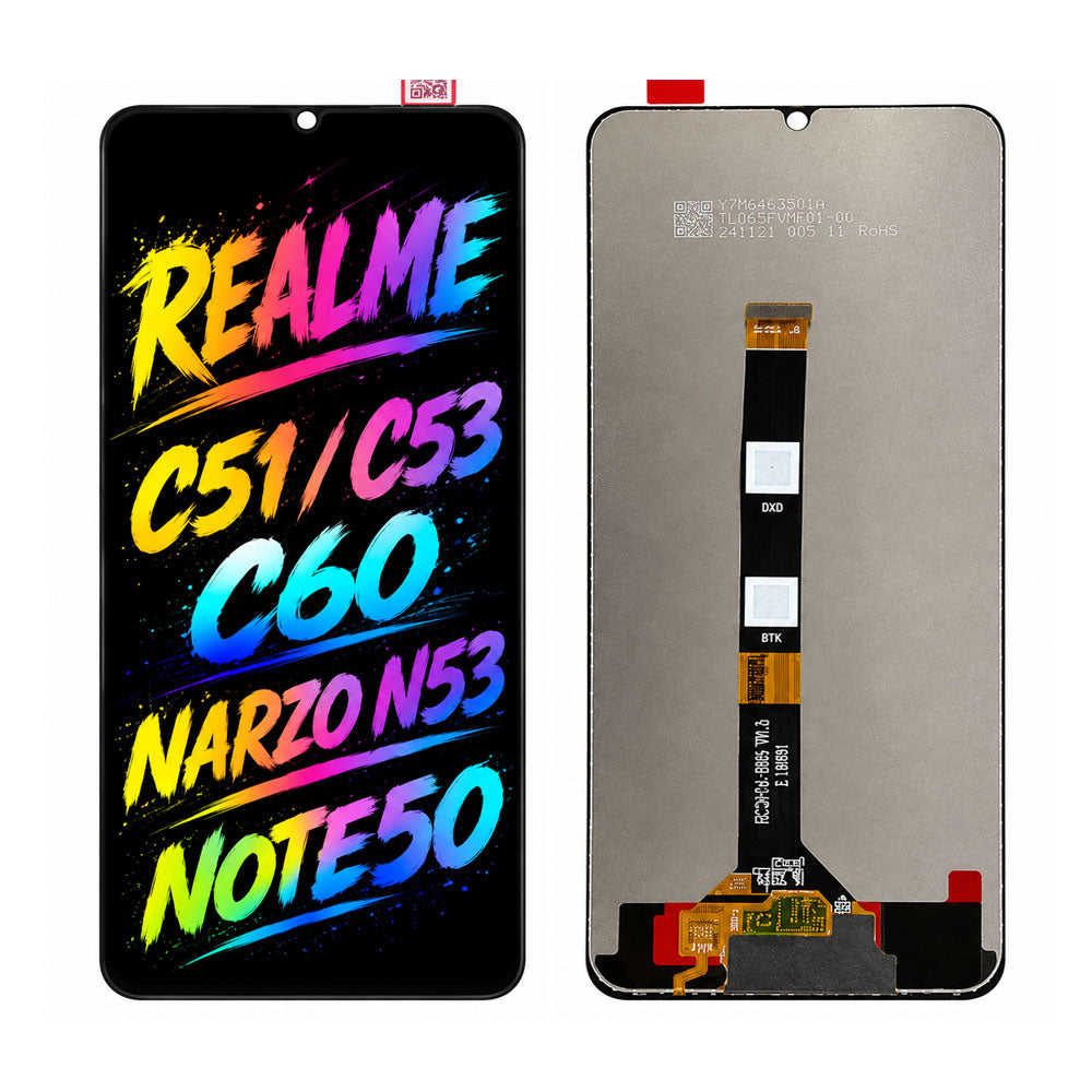 Compatible for Realme C51 / C53 / C60 / Narzo N53 / Note 50 Screen Assembly Replacement – High Brightness & Clear Color Display