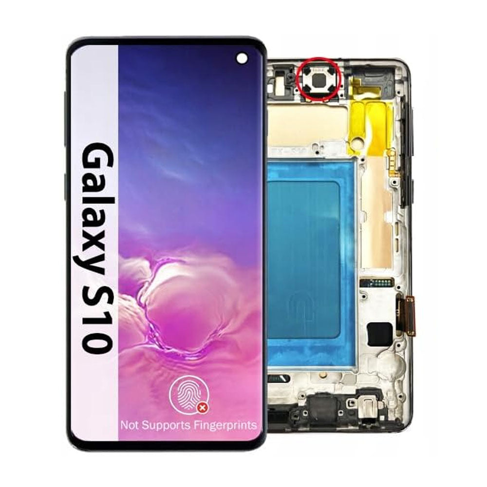 Original Samsung Galaxy S10 AMOLED Complete Display Assembly with Frame Integrated Screen Replacement Touch Digitizer Genuine OEM Repair Solution
