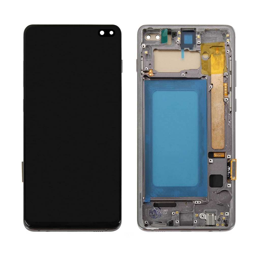 Original Samsung Galaxy S10 Plus AMOLED Full Display Replacement Assembly with Frame Preinstalled Screen Touch Digitizer OEM Premium Repair Component