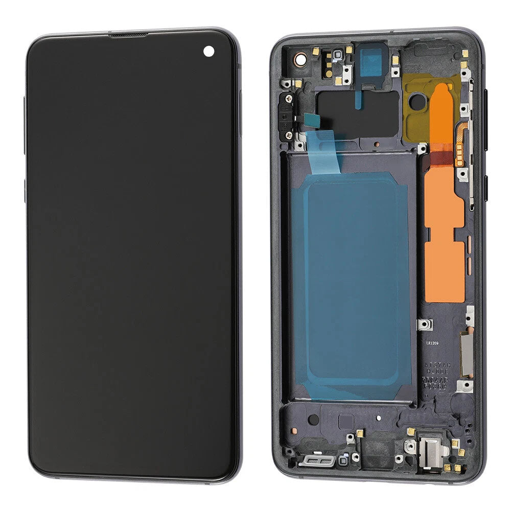 Original Samsung Galaxy S10e AMOLED Full Screen Assembly with Frame Complete Display Replacement Touch Digitizer OEM Quality Repair Part