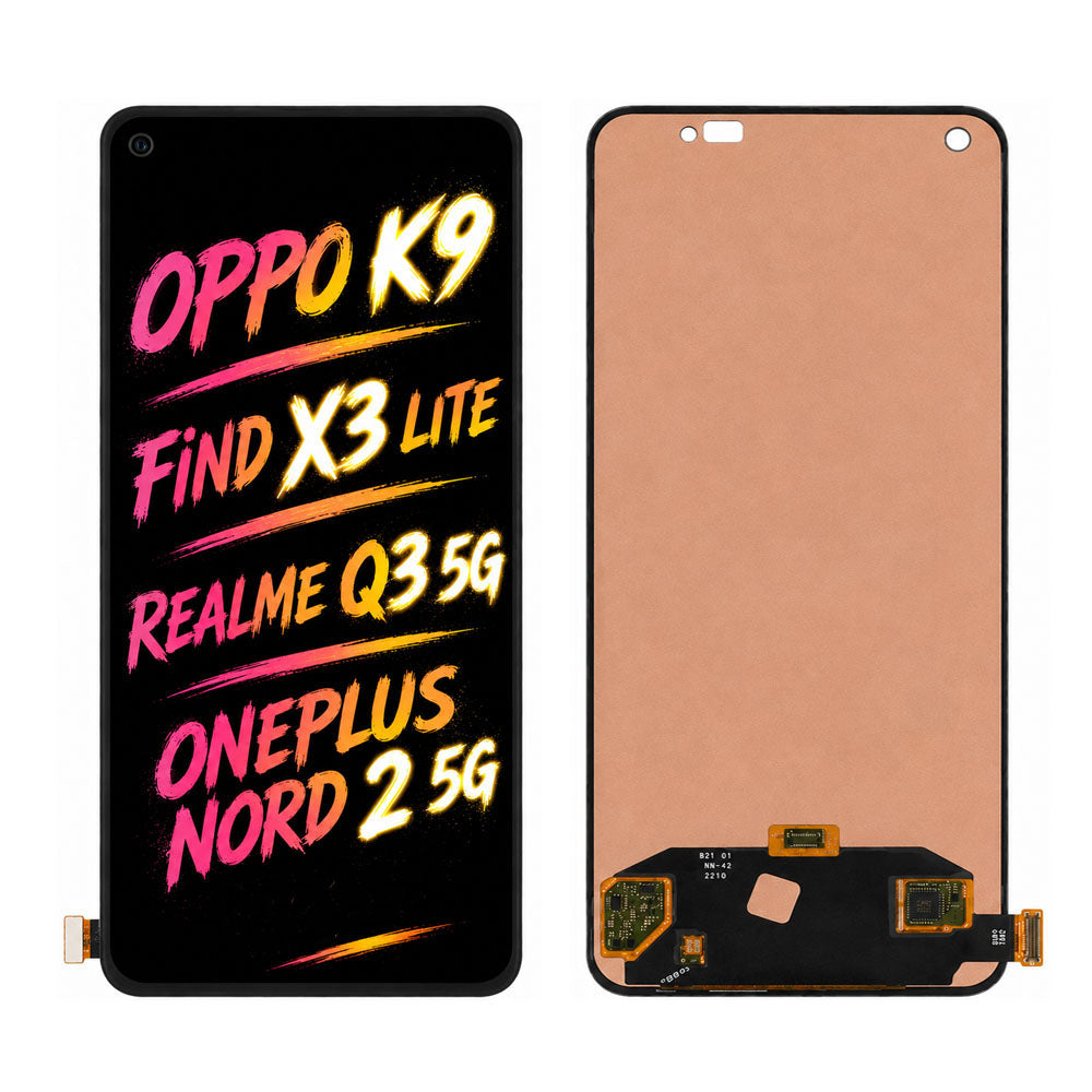 Compatible with OPPO K9 / Find X3 Lite / Realme Q3 5G / OnePlus Nord 2 5G Screen Assembly Replacement – High Brightness & Vivid Color Display