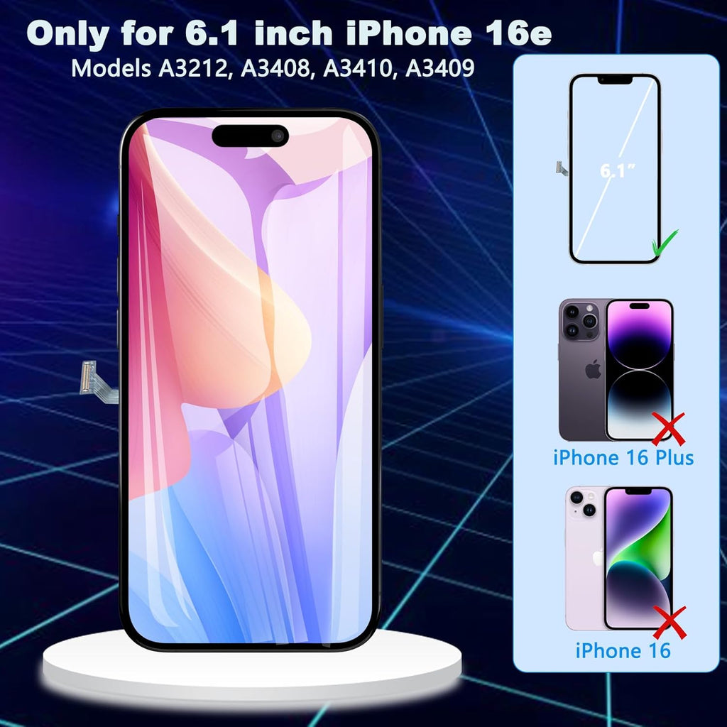 For iPhone 16E LCD Screen Replacement (In-Cell)