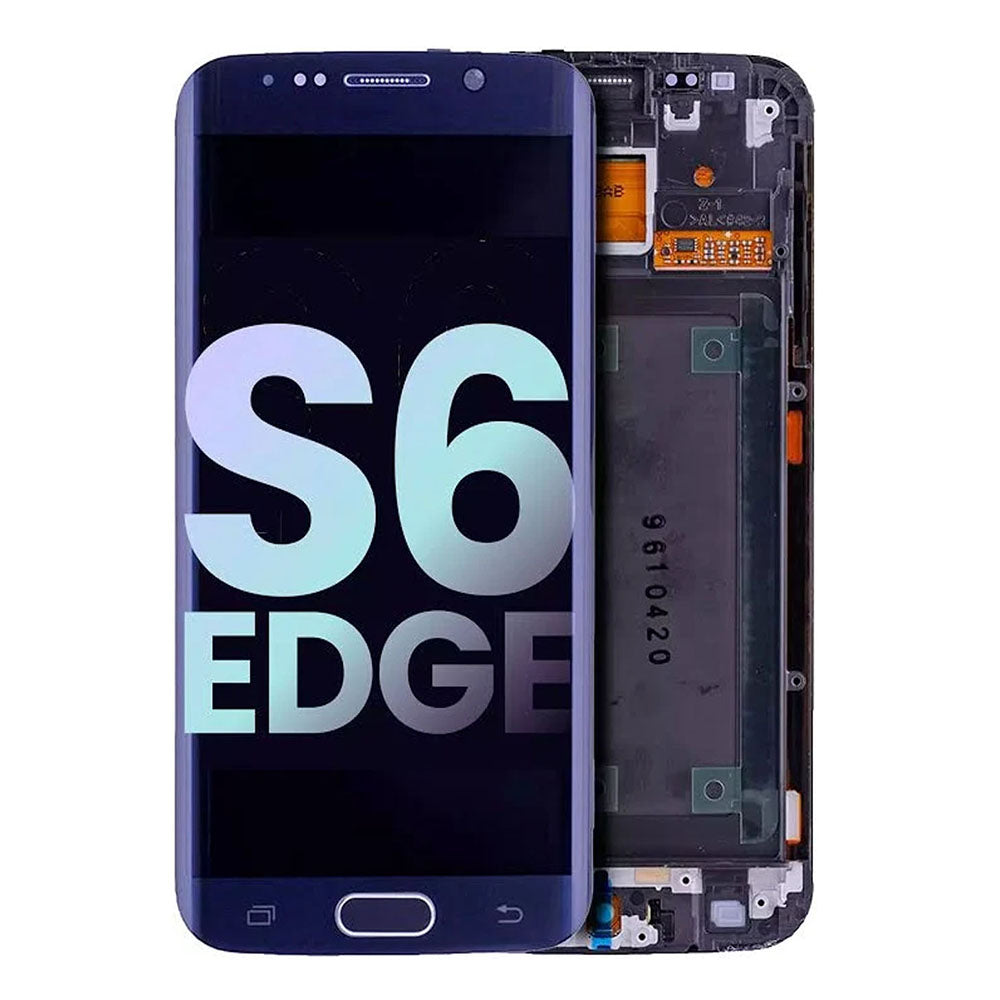 Original Samsung Galaxy S6 Edge G925 Curved AMOLED Screen Assembly with Frame Full Display Replacement Touch Digitizer OEM Grade Repair Solution