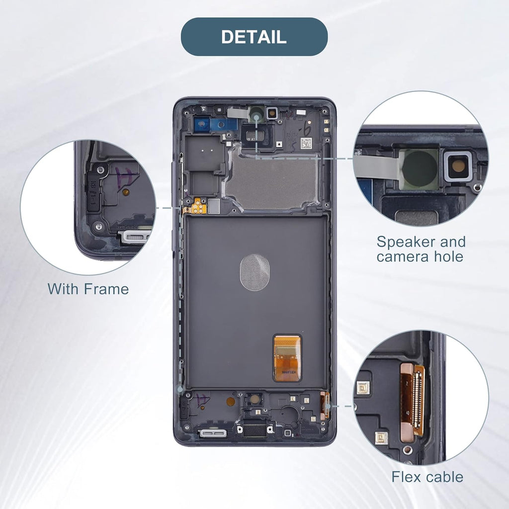 Original Samsung Galaxy S20 FE 4G AMOLED Full Display Assembly with Frame Complete Screen Replacement Touch Digitizer Genuine OEM Repair Component