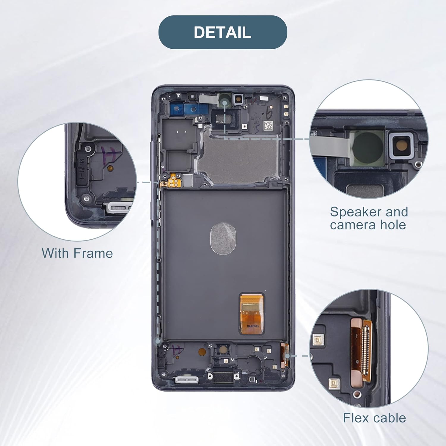 Original Samsung Galaxy S20 FE 4G AMOLED Full Display Assembly with Frame Complete Screen Replacement Touch Digitizer Genuine OEM Repair Component