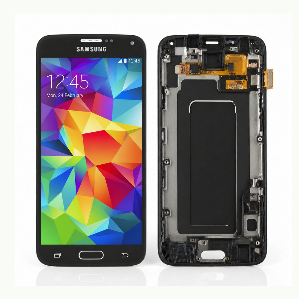 Original Samsung Galaxy S5 G900 Full Display Assembly with Frame AMOLED Screen Replacement Touch Digitizer OEM Quality Repair Component