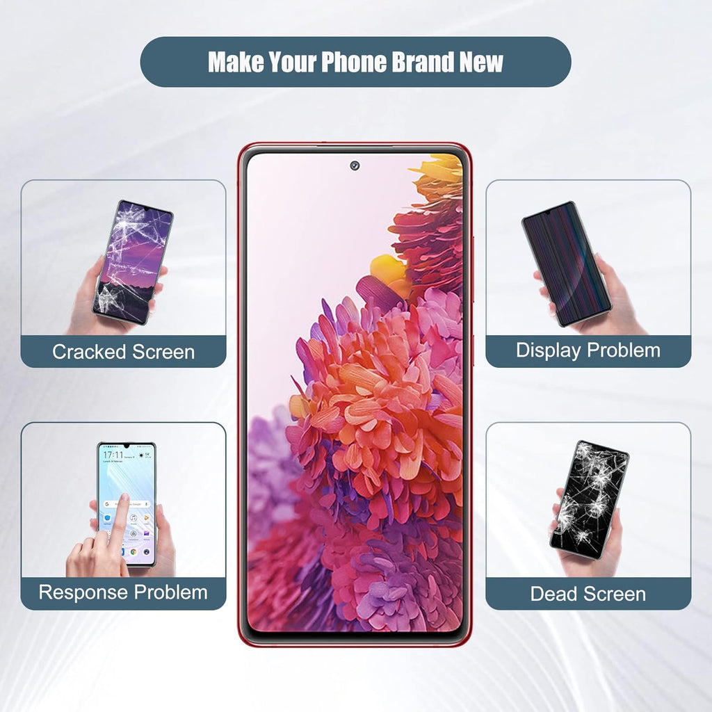 Original Samsung Galaxy S20 FE 5G AMOLED Screen Assembly with Frame Integrated Display Replacement Touch Digitizer Premium OEM Repair Solution