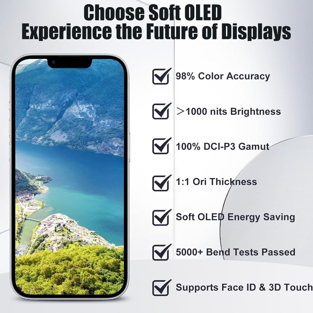 OLED Flexible Display Screen Replacement for iPhone 16 (Soft OLED | COG | Movable IC)