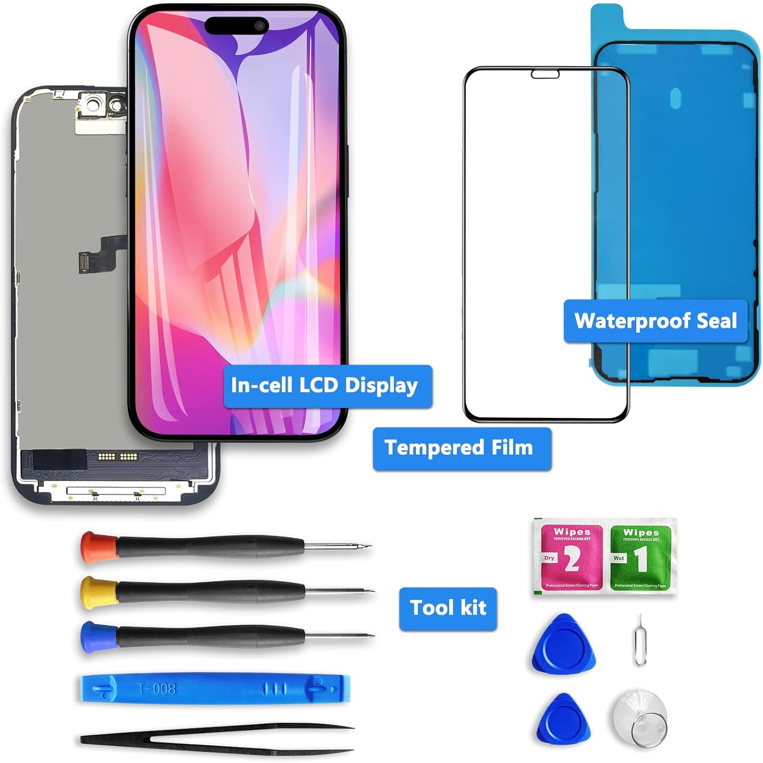 For iPhone 16 Pro LCD Screen Replacement (In-Cell)